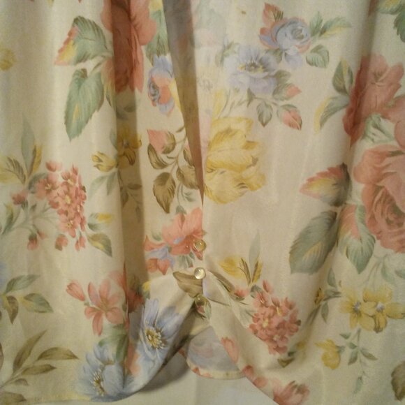 LL Martin Open Front Blouse 16W Simi Sheer Half Sleeve Floral Cream Pink Green - Picture 4 of 15